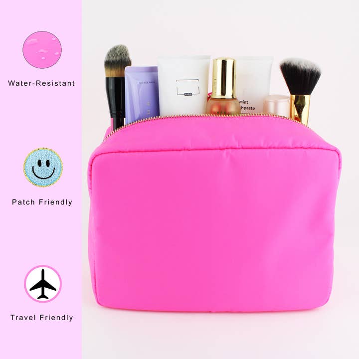 Dancour – wholesale Sminkväska – DANCOUR Stor Sminkväska - Nylon Kosmetisk Påse - Varm Rosa