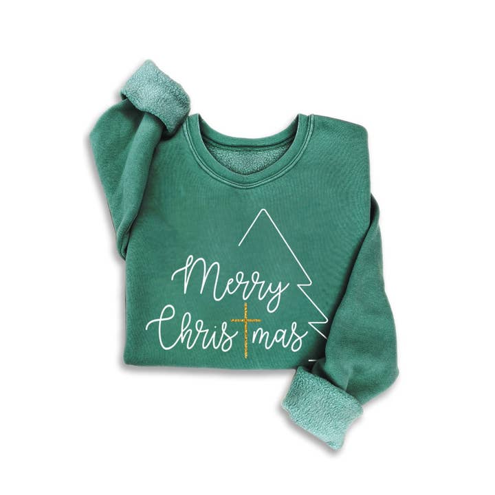 HRTandLUV - Wholesale Graphic Sweatshirt - Women's - MERRY CHRISTMAS GLITTER MINERAL SWEATSHIRTS4
