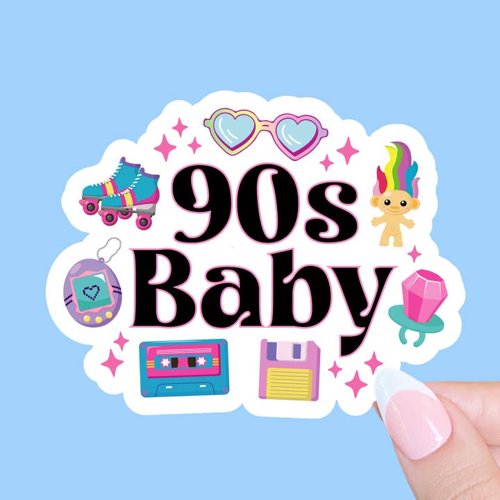 90s baby sticker, 90s nostalgia, retro sticker, 1990s baby for wholesale by Radical Buttons