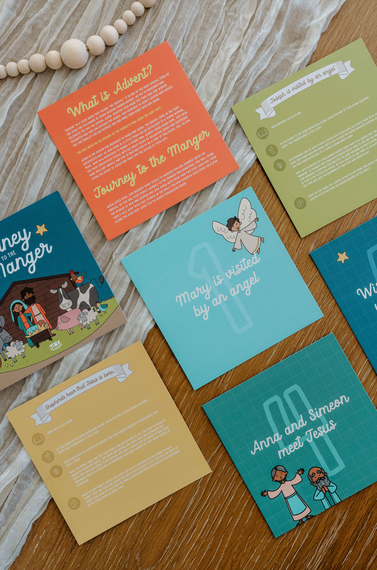 Tiny Theologians – Cartões de aprendizagem - Crianças e bebés por atacado – Conjunto de Cartões Viagem para a Manjedoura4