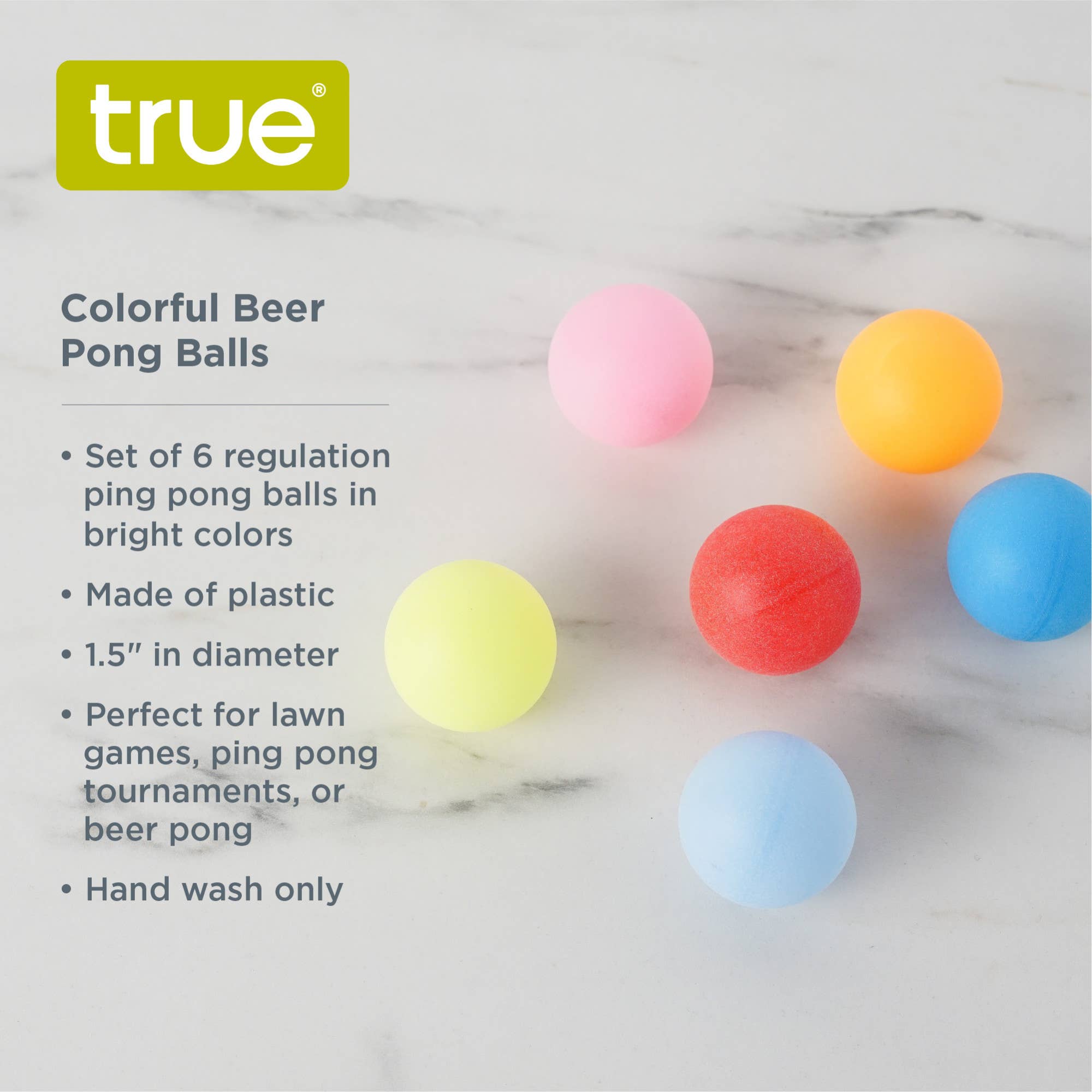 TRUE - Vente Ballon de sport - Balles de Beer Pong Néon Ping Pong Couleurs Assorties Pack de 63