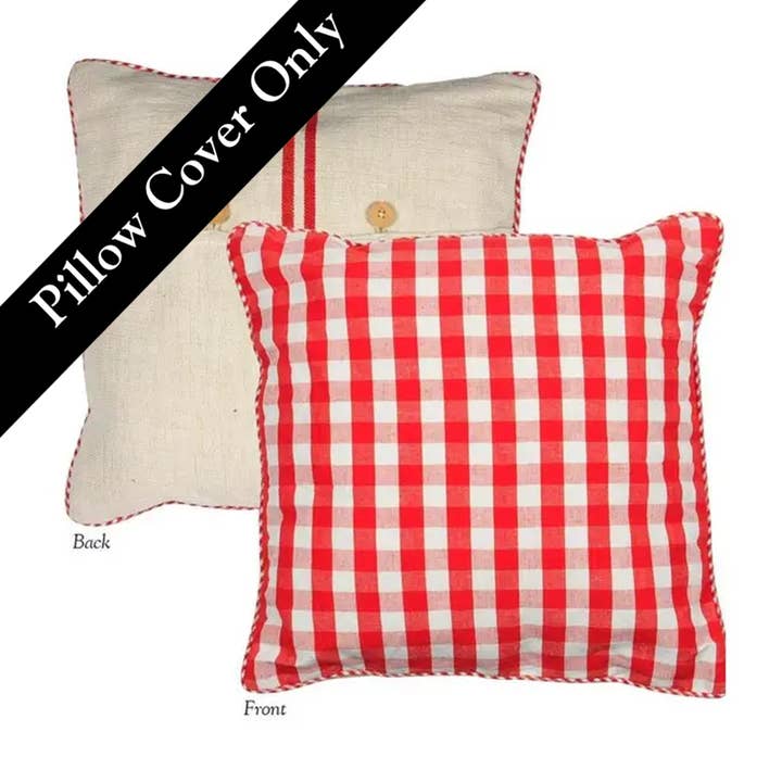 Heritage Lace - Wholesale Throw Pillow Cover - Country Buffalo Check Plaid 20x20 Pillow Cover Red White4