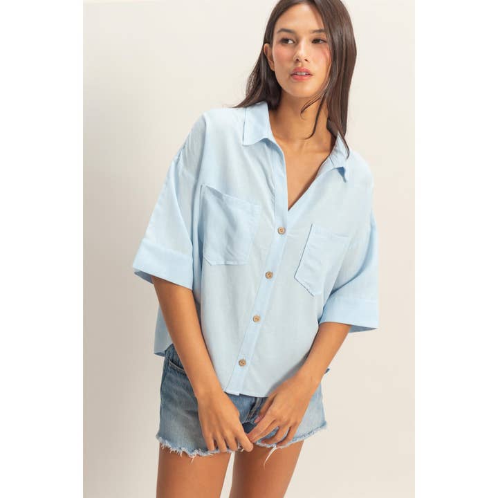 Button-Up Collared Short Sleeve Shirt for wholesale by Double Zero