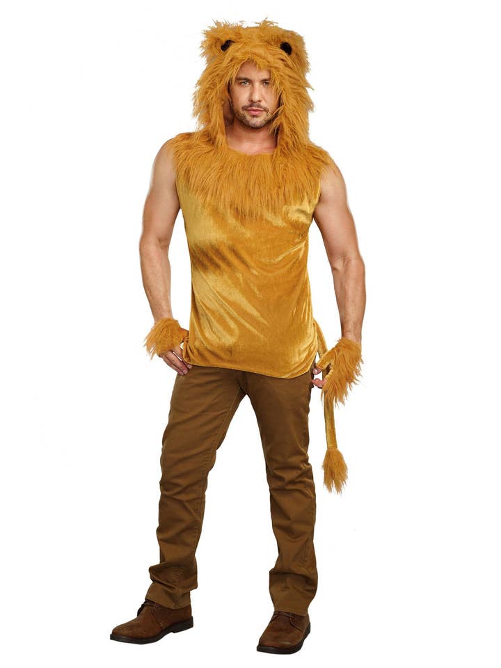 King of the Jungle Men's Lion Costume with Faux-Fur Hood for wholesale by Dreamgirl International