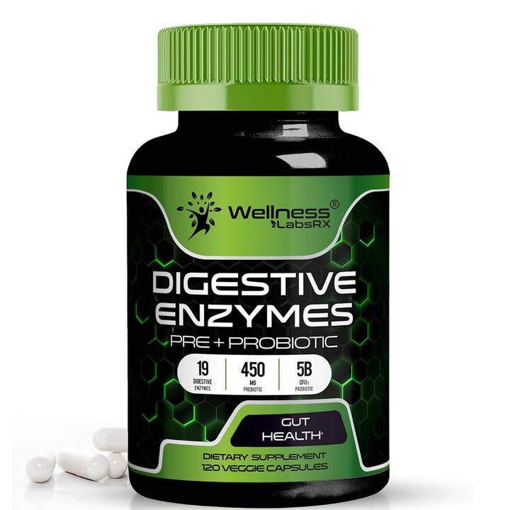 Digestive Enzymes with Prebiotics and Probiotics Supplement Capsules - 120 Count for wholesale by Health & Wellness Associates Inc.