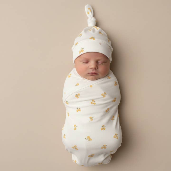 Økologisk svøb tæppe - Citroner for engroshandel hos Makemake Organics