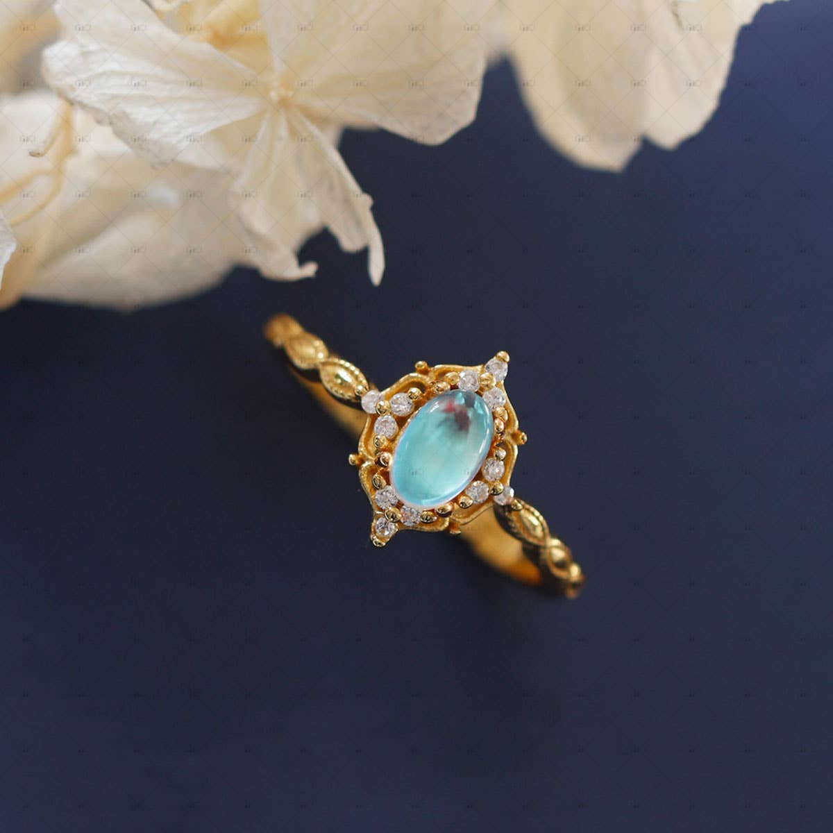 Gioiellin - S925 Silver Jewelry - Wholesale Single Stone/Solitaire Ring - S925 Silver 18k Gold Plated Artificial Moonstone Ring0