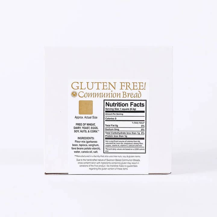 Swanson Christian Products - Wholesale Bread/Tortilla - Communion Bread Squares Gluten Free Swanson 200Ct