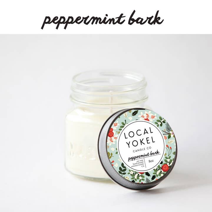 Écorce de menthe poivrée | Mason 8oz | Bougie en cire de soja | pour la vente par THE LOCAL YOKEL