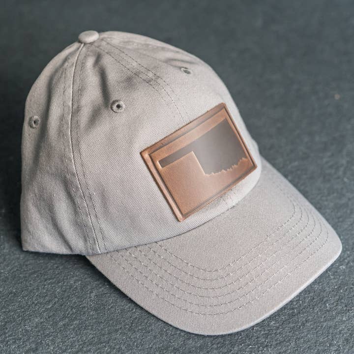 Ox & Pine - Wholesale Trucker Hat - Unisex - Leather Patch Unstructured Style Hat - Oklahoma Stamp