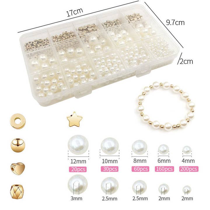 KLEUR Pearlescent Elegance: set met 15 rasters en 720 imitatieparels voor groothandel op Faire1