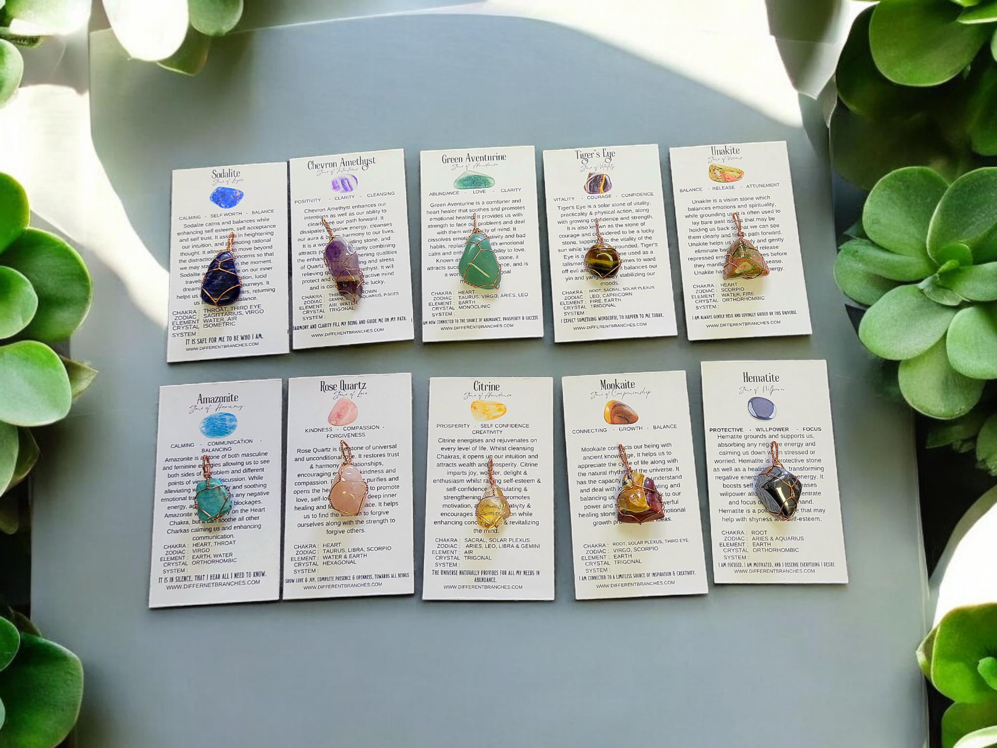 Different Branches - Wholesale Halskettinghanger - Edelstenen ketting met bijbehorende kristalkaarten16