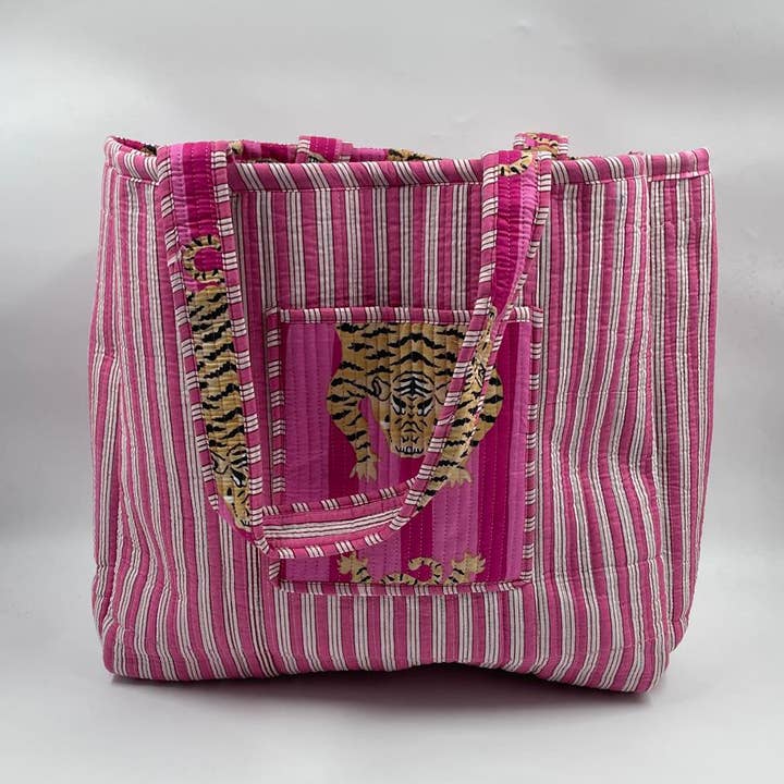 Funky Yak Ltd – wholesale Tote bag – Women's – 100% Cotton Kantha Quilted Boho Reversible Animal Tote Bag2