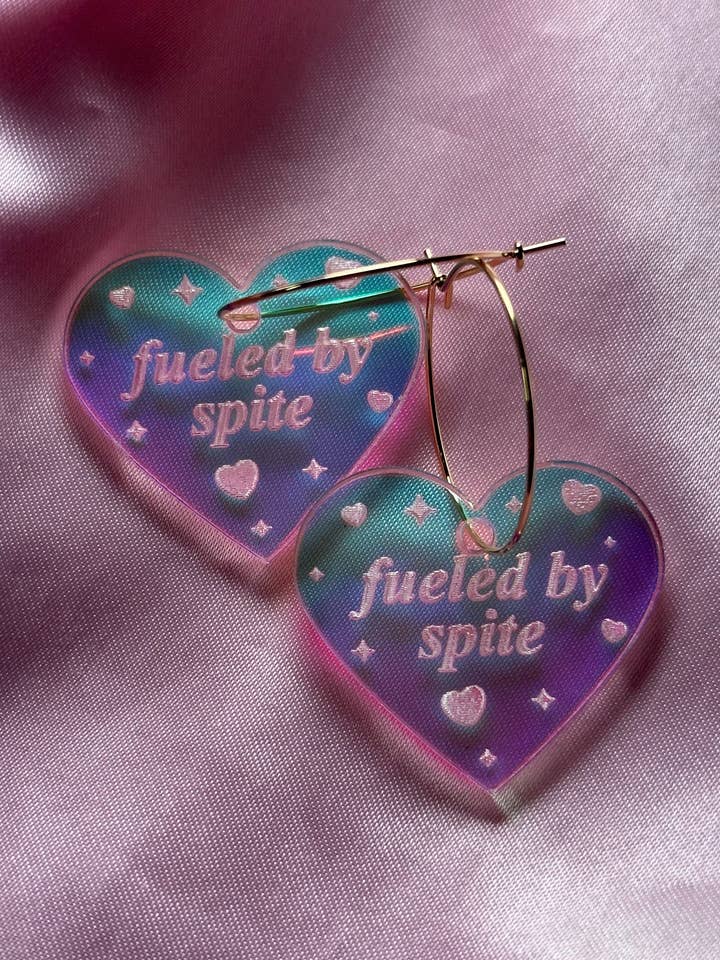 Brincos de Argola Coração Iridescente Apesar por atacado de ShlemonArt