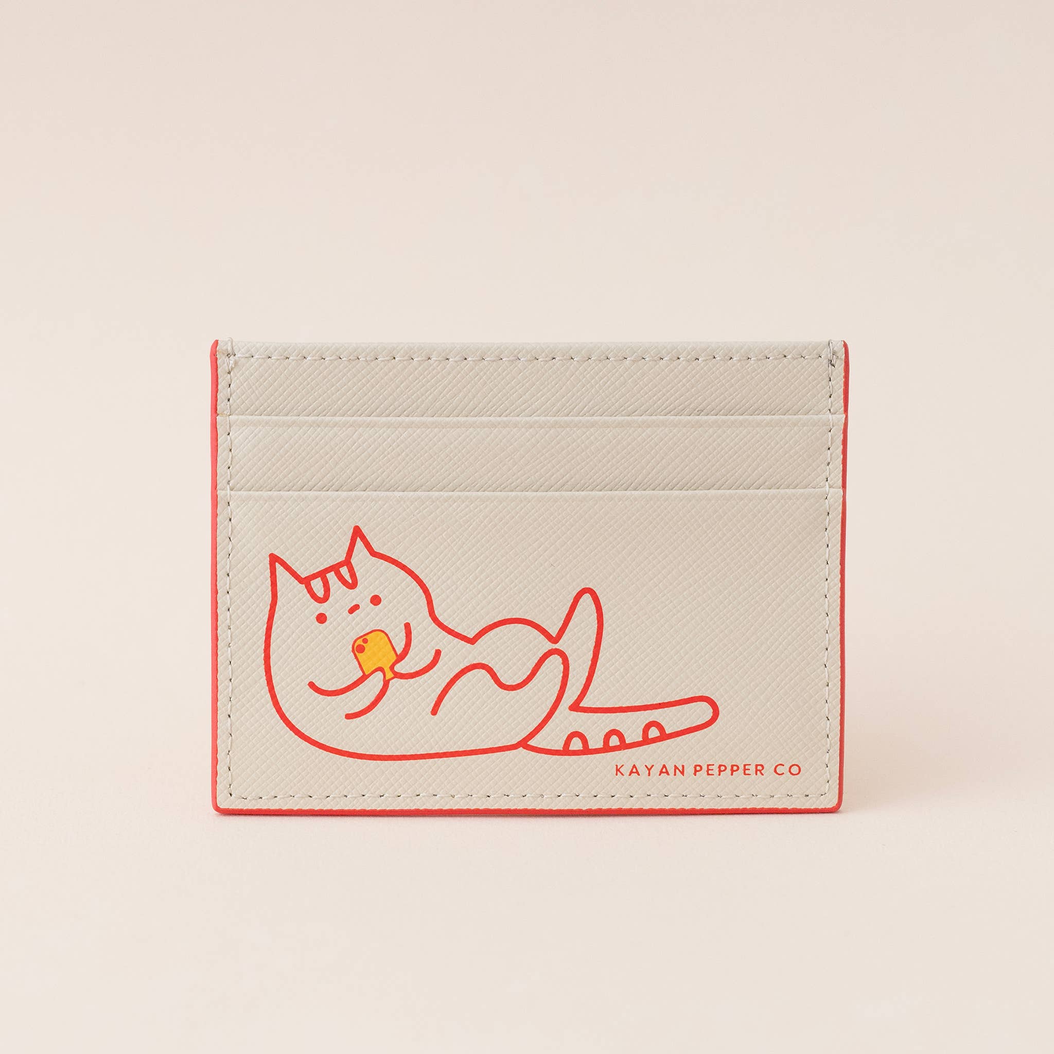 Kayan Pepper Co. - Wholesale Card Holder - Women's - Doom Scrolling Cat - Saffiano Leather Card Holder