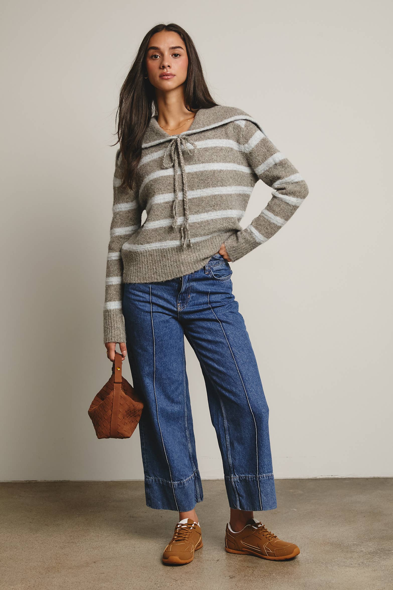 Forte - Wholesale Knit Sweater - Women's - Striped Sailor Collar Knit Sweater FSW001230