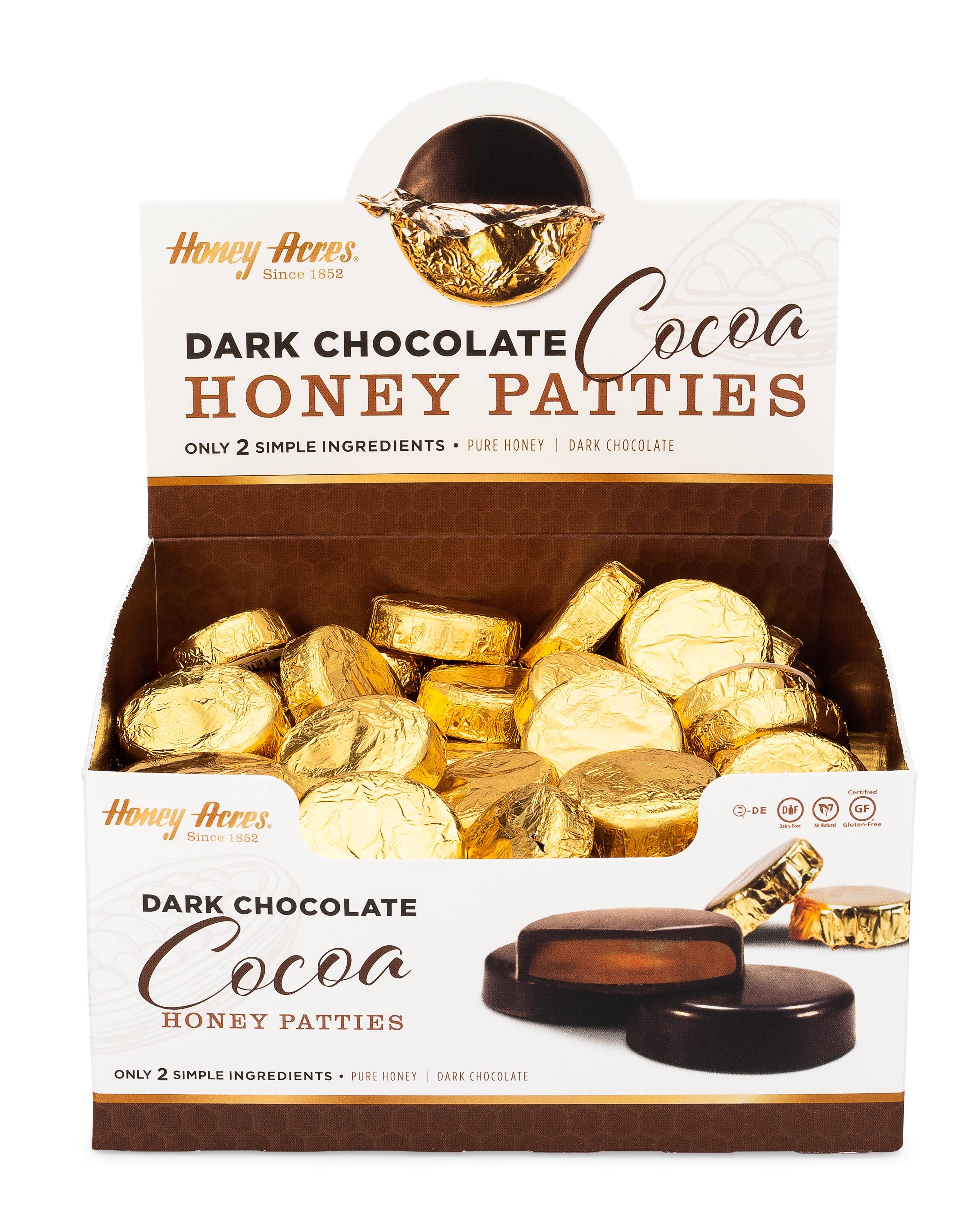 Honey Acres Inc. - Wholesale Chocolate Covered Sweets - Dark Chocolate Cocoa Honey Patties0