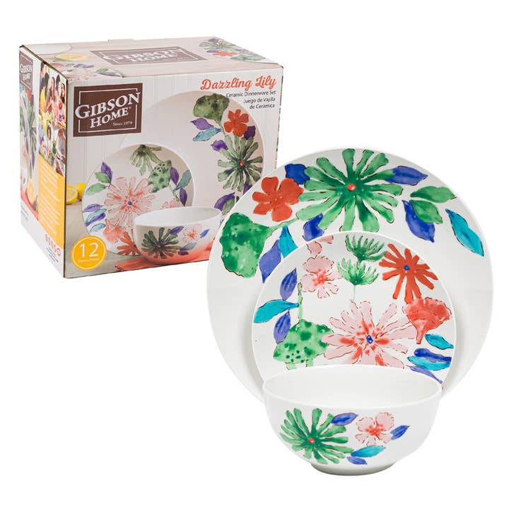 Home Darrling Lily Ceramic Dinnerware Set 12-Piece for wholesale by Deluxe Import Trading