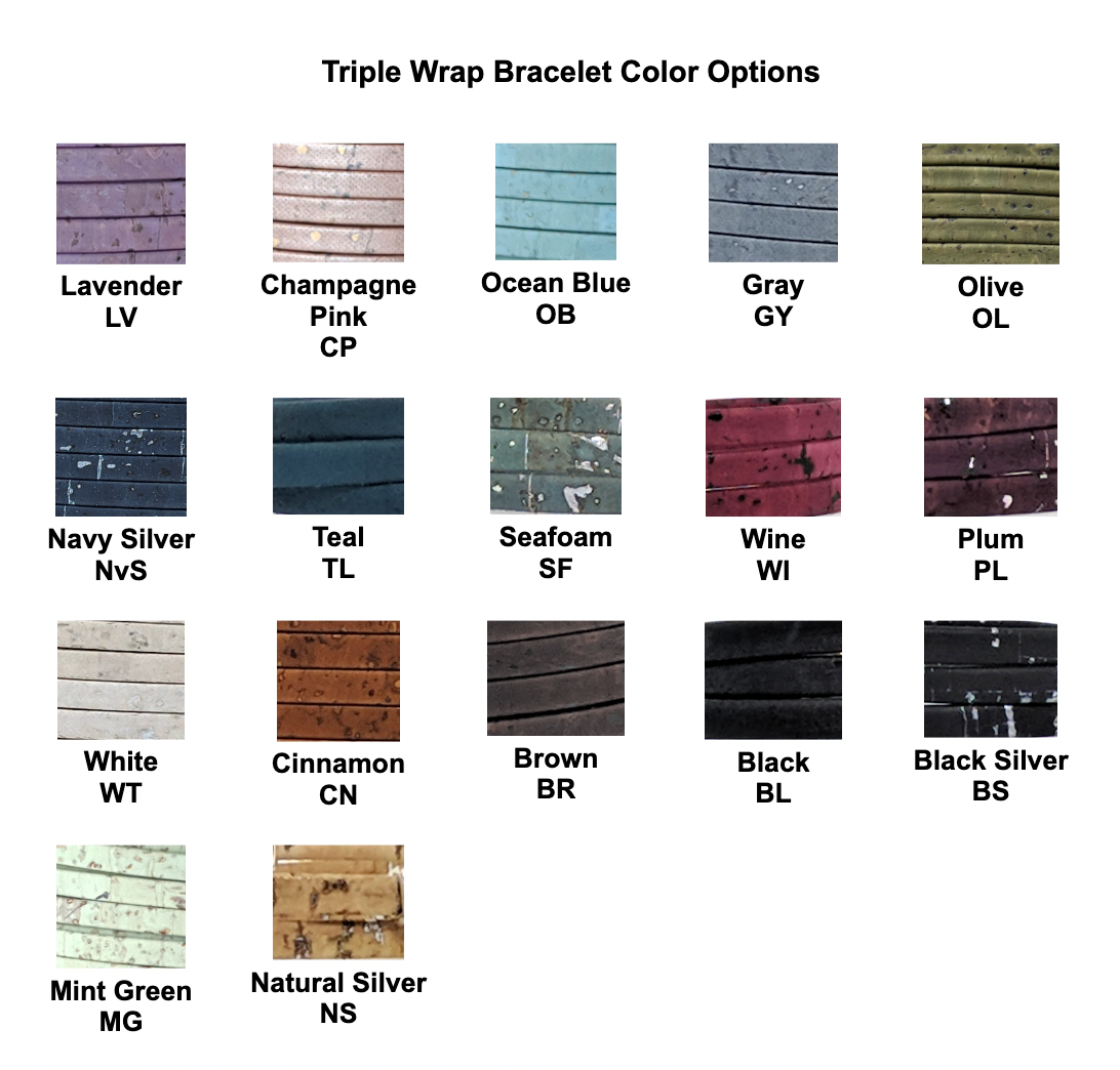 Elisabetta Studio - Wholesale Bangle Bracelet - Hammered Square - Triple Wrap Cork Bracelet4