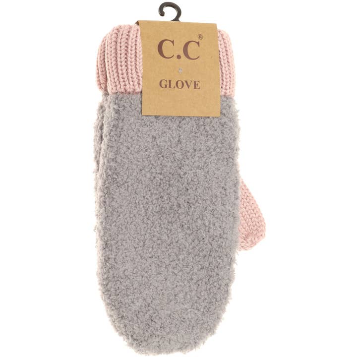 C.C Beanie - Wholesale Mittens - Women's - Color Block Sherpa Knit Women's Mittens