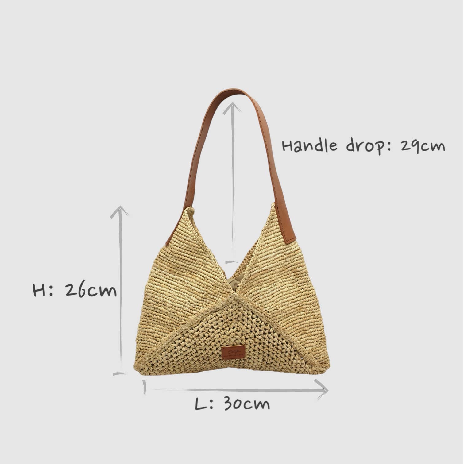 Sook Stainable - Wholesale Beach Bag - Vanda - Handmade Raffia Crochet V-cut Shoulder Bag M9