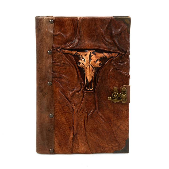 Bull Skull Leather Writing Notebook Diary Journal Ox Head for wholesale by ML Marcaleather