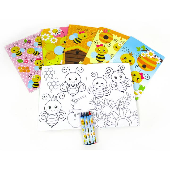 Honeybee målarböcker med kritor Party favoriter, uppsättning av 12 för wholesale av Tiny Mills
