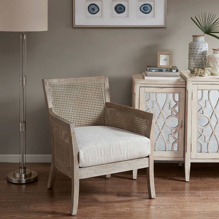 Olliix - Wholesale Chair - Cane Armed Accent Chair with Reclaimed Wood Finish