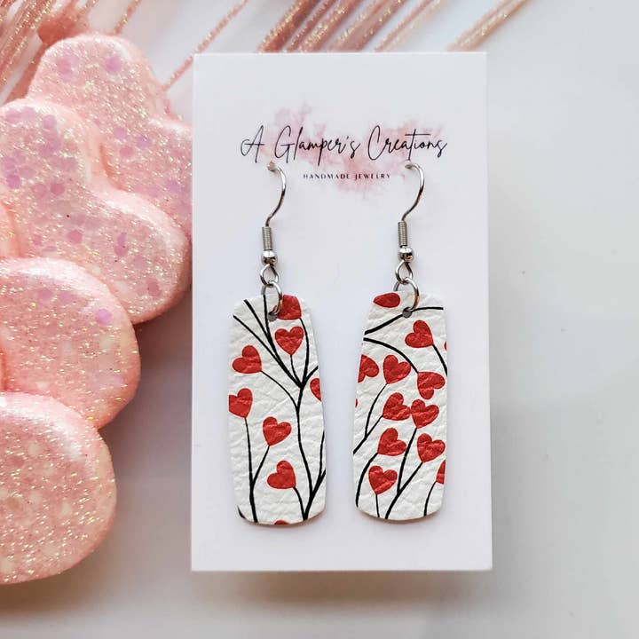 Heart Branches Mini Bar leren oorbellen voor wholesale door A Glamper's Creations LLC