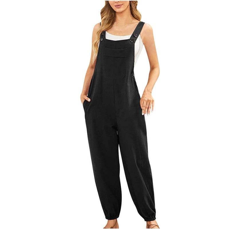 FurDecoration – wholesale Jumpsuit – Women's – Casual Solid Color Cuffed Jumpsuit Pants1