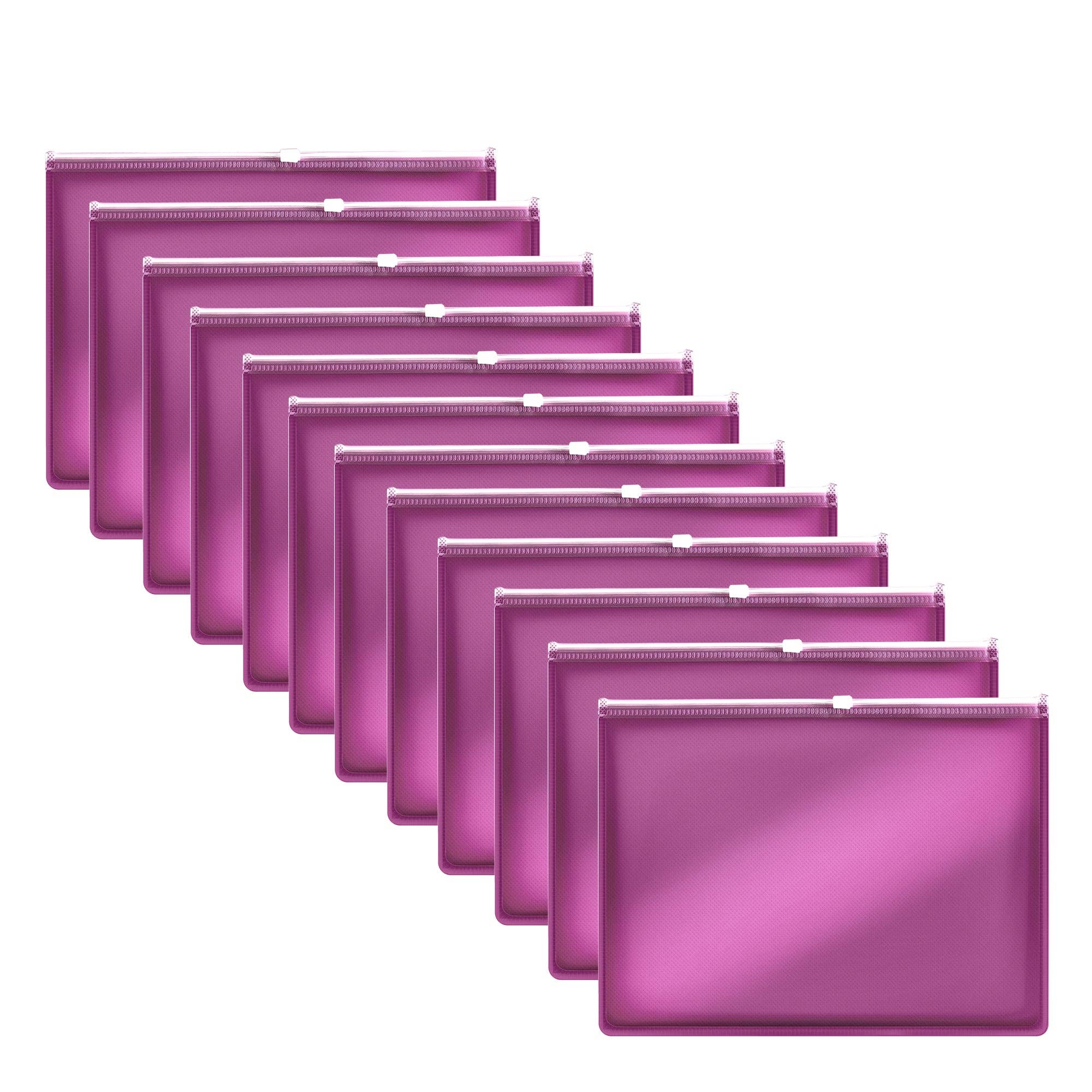 Ledsone - Wholesale Folders - 12 Pack Plastic Thick Zipper Document File Waterproof Folder ~52866