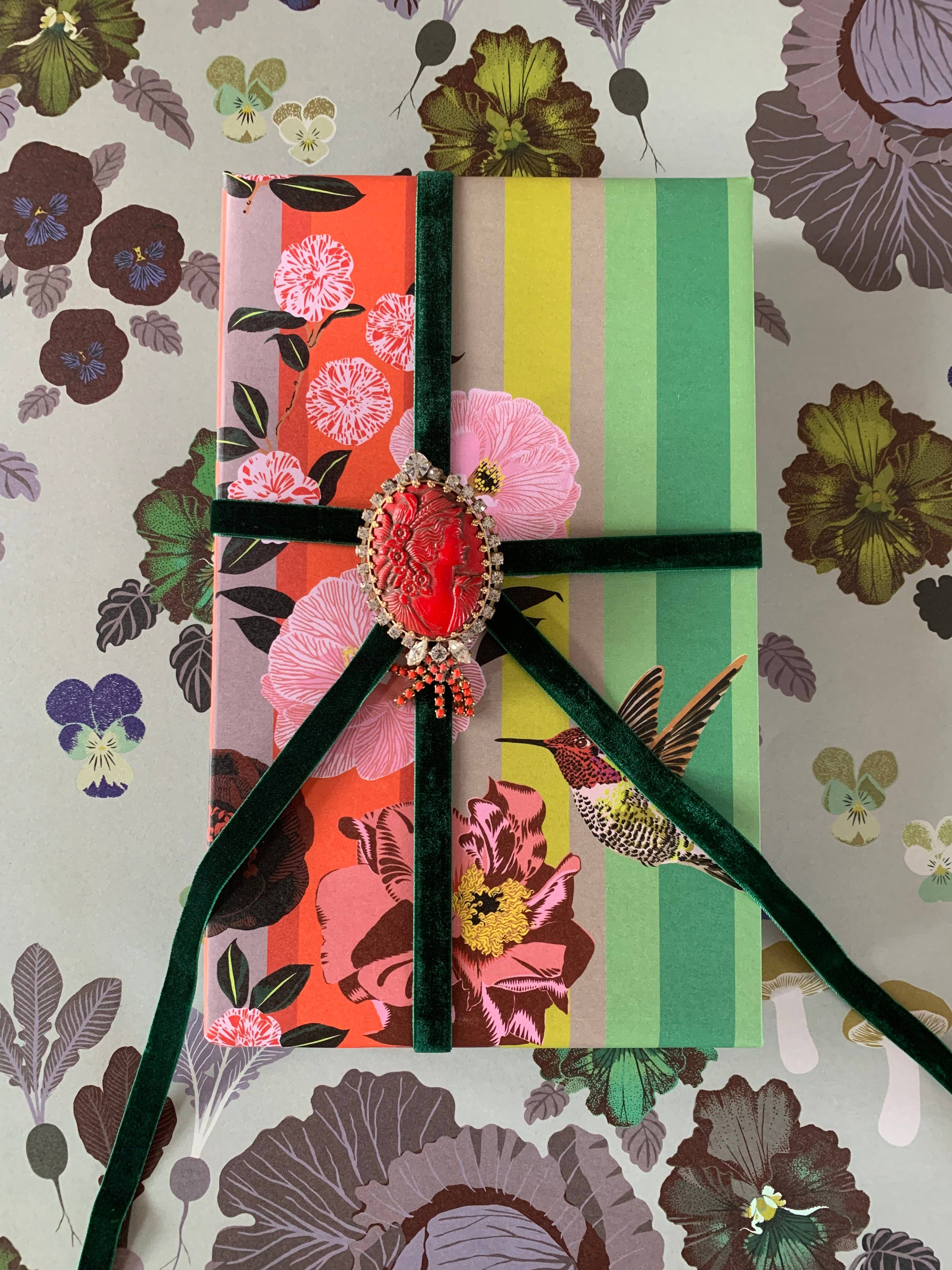 Kate Blairstone – wholesale Flat wrap – Camellia Stripe Giftwrap2