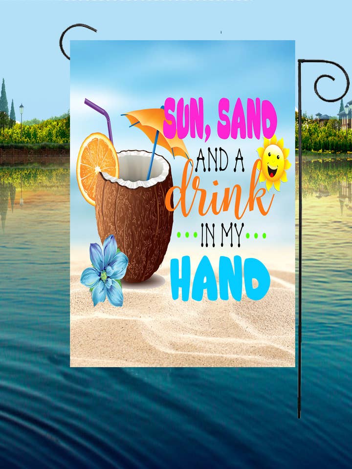 Sol Sand Dryck Hand Trädgårdsflagga för wholesale av Happy Cow Lawn Decor