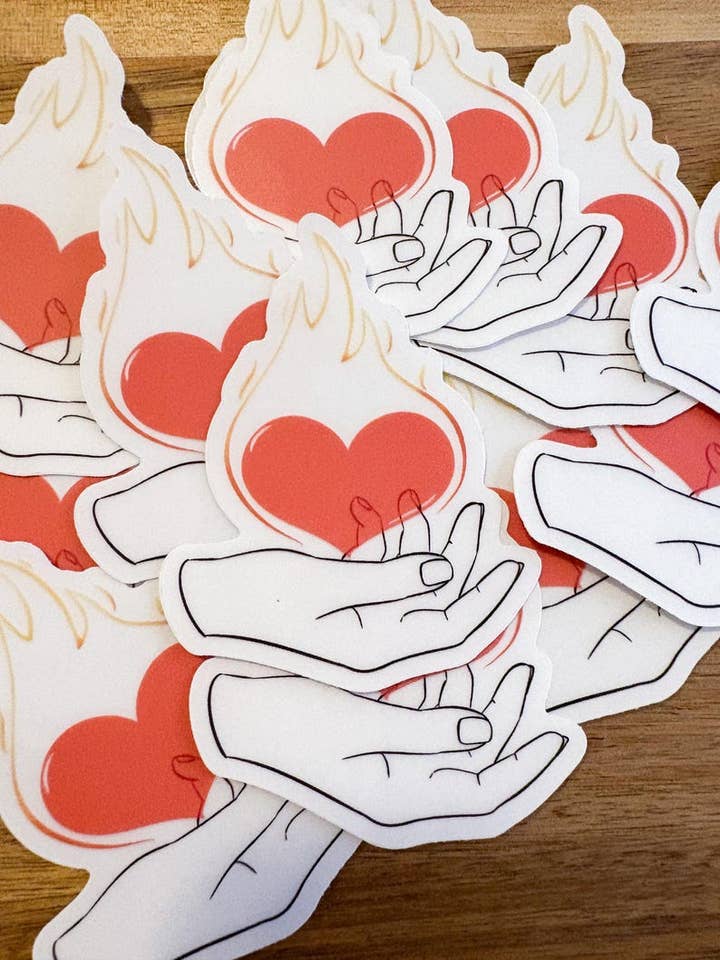Fire Heart Sticker for wholesale by Taylor Made