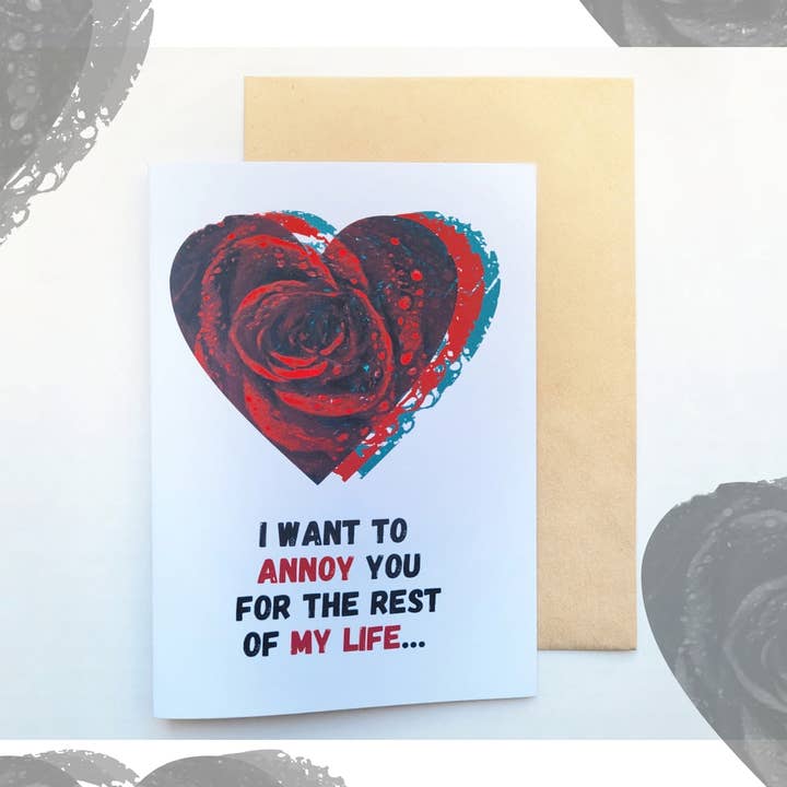 Je veux t'embêter. Carte de vœux amusante pour la Saint-Valentin pour la vente par Studio Strix