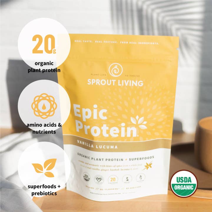 Sprout Living - Wholesale Protein/Superfood Powder - Epic Protein | Organic Plant Protein, Vanilla Lucuma, 1 LB4