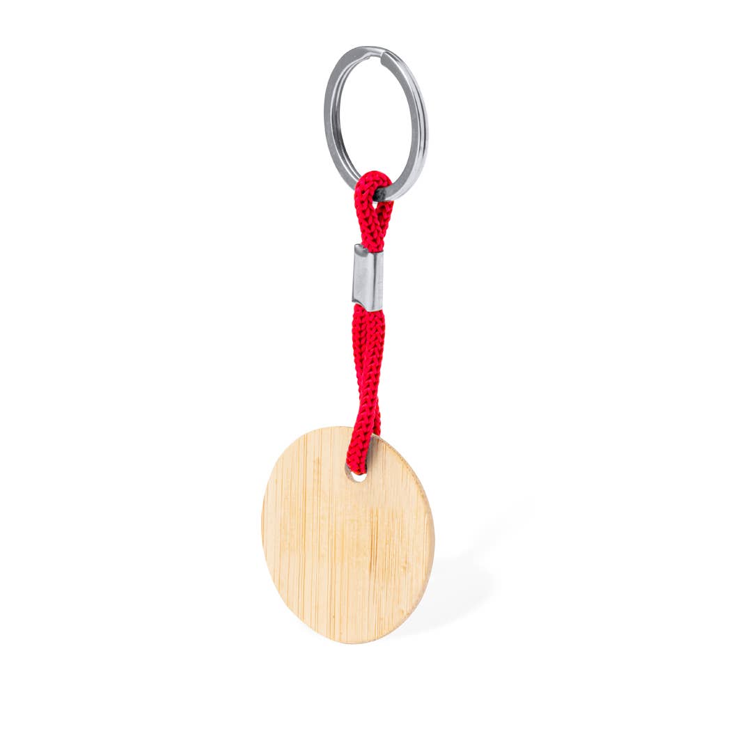 Fustik - Wholesale Keychain - Unisex - Round bamboo keychain with colorful cord3