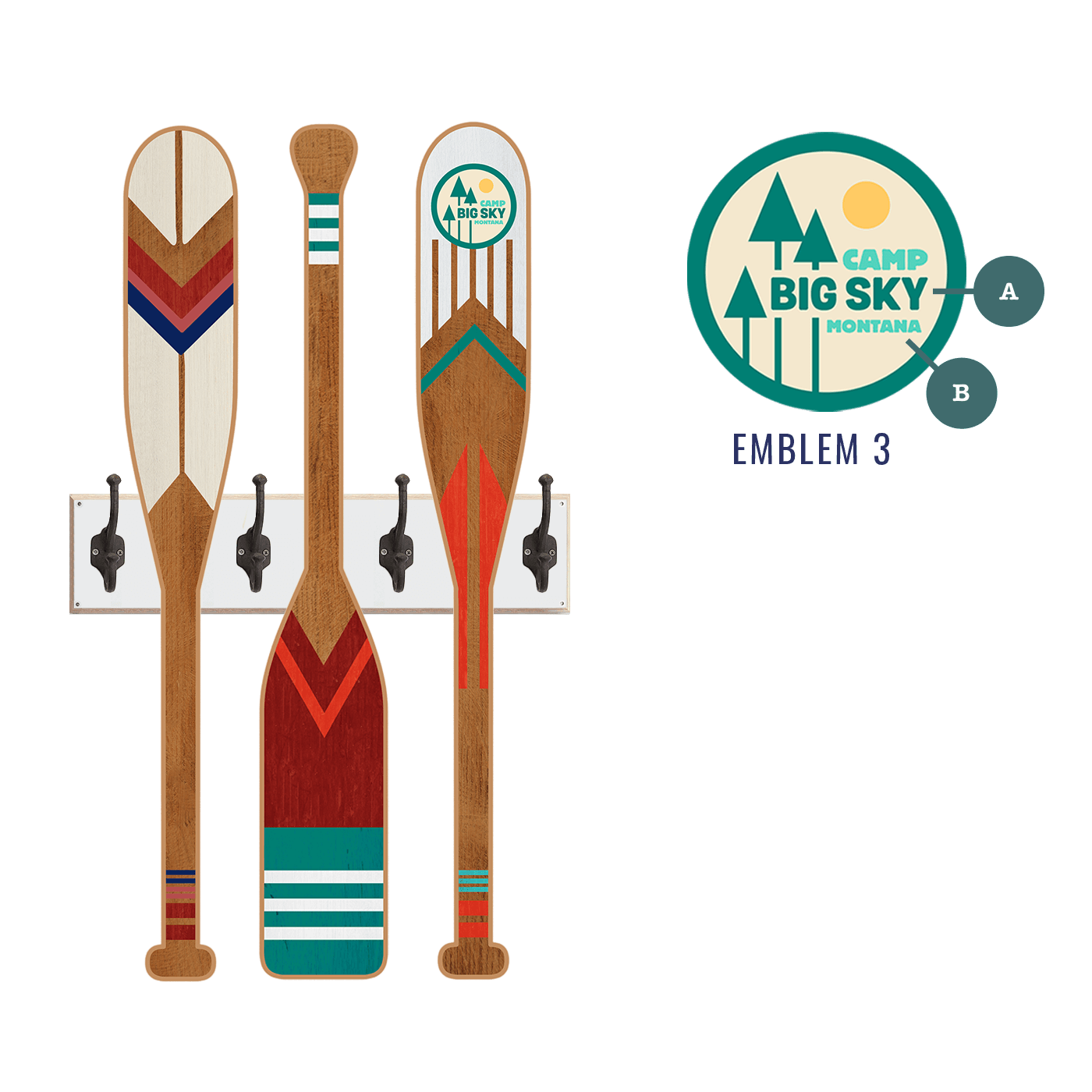 Old Wood Signs - Wholesale Wall Accent - Oar Coatrack - Classic Trio Edition4