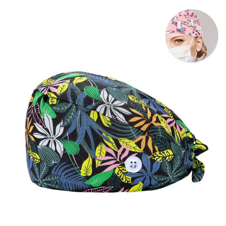 ACCITY - Wholesale Ponytail Cap - Women's - PRINTED SURGICAL CAP SCRUB CAP COTTON NURSE CAP_CWAH3378
