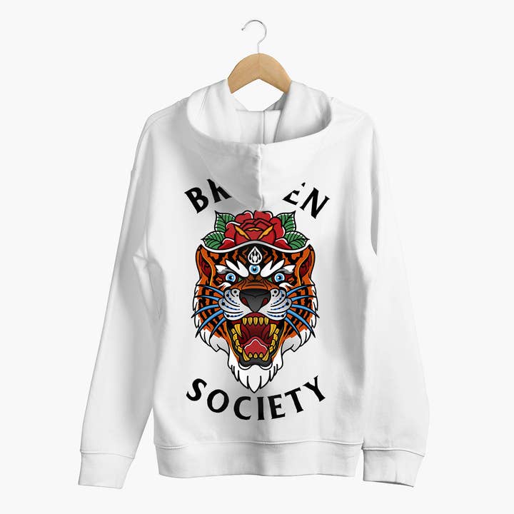 Felpa con cappuccio Tiger Rose (unisex) per la vendita all'ingrosso da parte di Broken Society