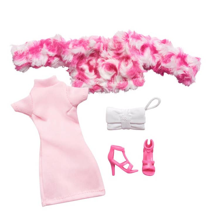 Conjunto de Moda para Muñeca con Chaqueta de Piel Rosa y Vestido "STRAWBERRY SMOOTHIE" para venta al por mayor de Fresh Dolls
