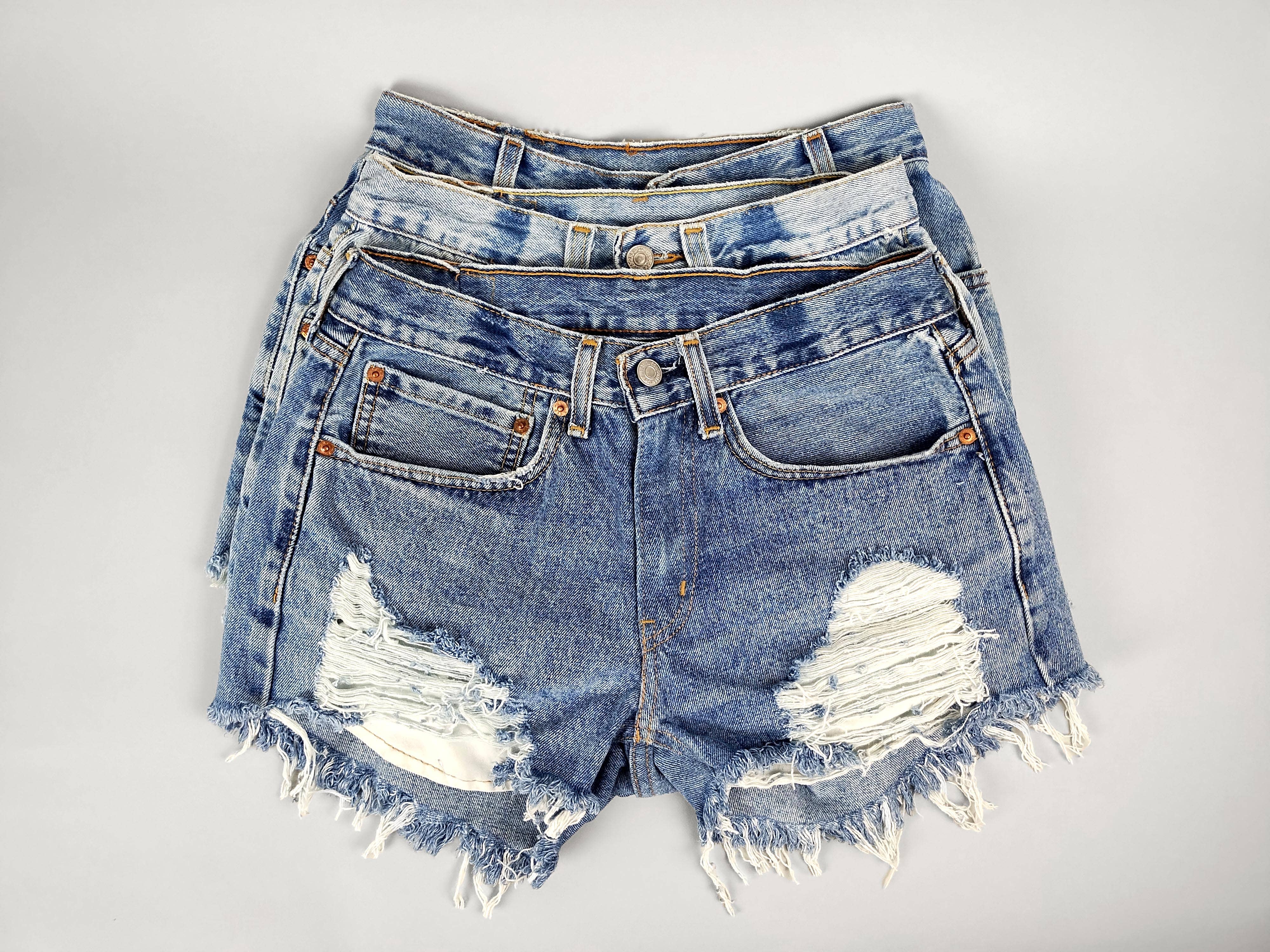 Sun's Out! - Wholesale Shorts - Women's - Low-Rise Upcycled Denim Cutoff Shorts - Frayed1