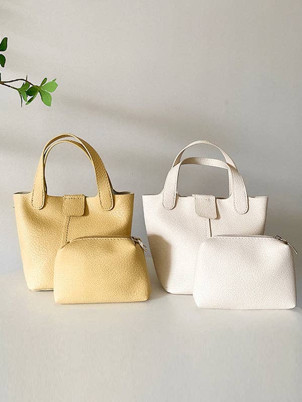 VividLux - Wholesale Tote Bag - Women's - Simple Casual Chic PU Solid Color 2 Pieces Bags Accessories2