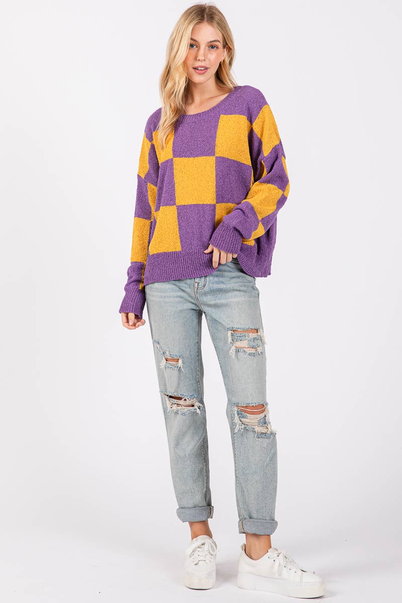 Sewn and Seen - Wholesale Knit Sweater - Women's - CHECKER SWEATER TOP 4