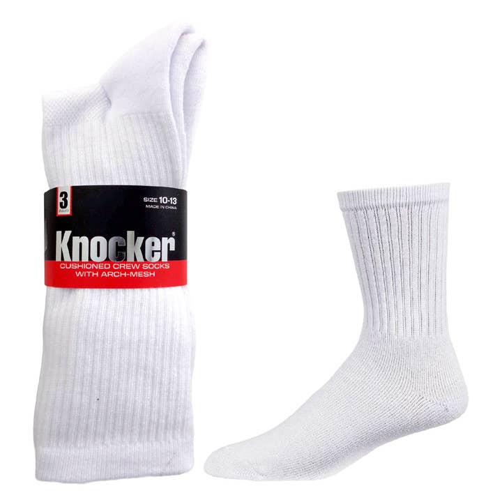 Deluxe Import Trading - Wholesale Socks - Unisex - 3 Pack 10-13 Cushioned White Crew Socks