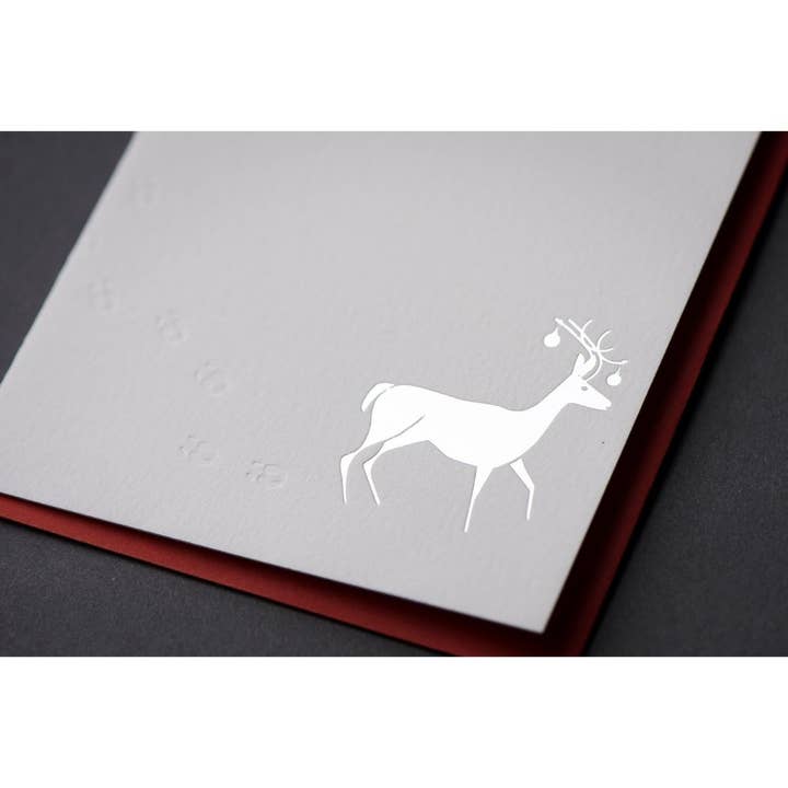 Porchlight Press Letterpress – Großhandel Weihnachtskarte – Snow Tracks Deer Karte2