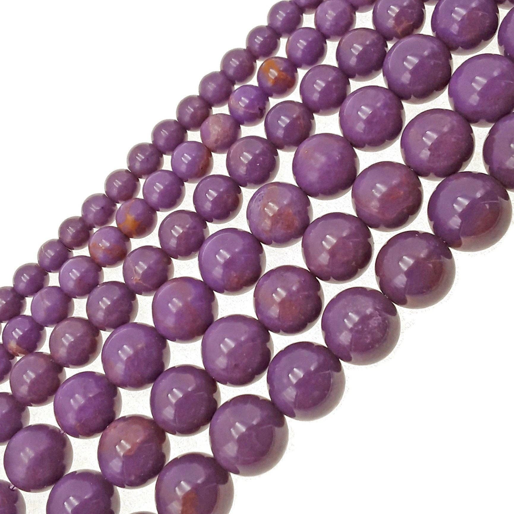 CRCBEADS - Wholesale Beads - Purple Phosphosiderite Smooth Round Beads 6mm 7mm 8mm 9mm 10mm 12mm 15.5" Strand2
