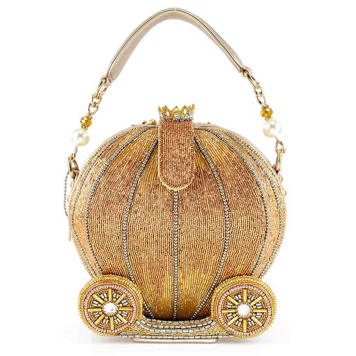 Mary Frances Accessories - Wholesale Top Handle Bag - Women's - Dream Big Beaded Gold Carriage Handbag