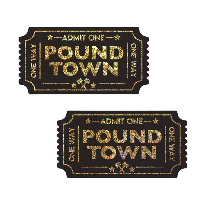 Pound Town Pasties: ticket voor een enkele reis naar Pound Town Gold Glitter Nipple Covers van Pastease® voor wholesale door Pastease UK