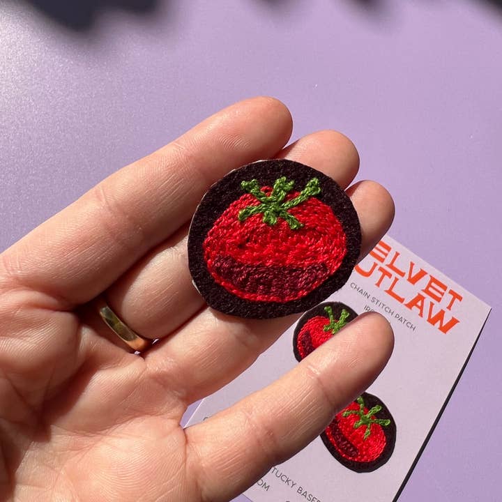 Velvet Outlaw - Wholesale Patch - Tiny Tomato Chain Stitch Iron On Patch - set of 24